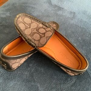 Coach monogram slip on driving loafers